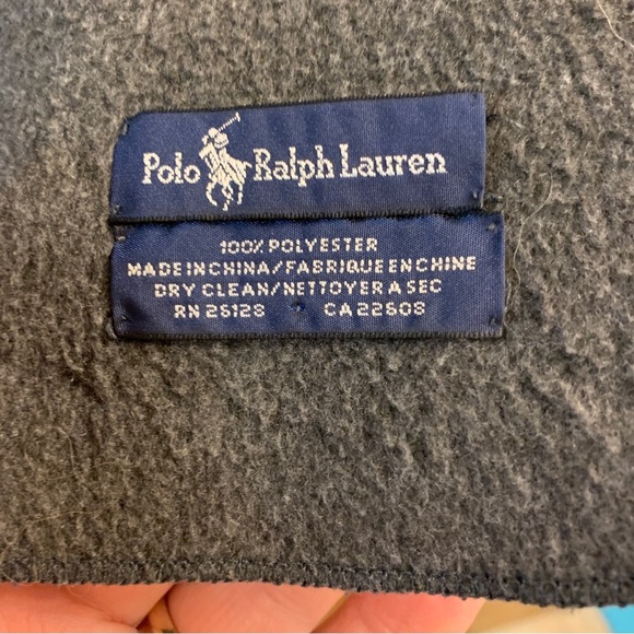 Ralph Lauren Polo Scarf, Unisex Gray Polyester 12x58 - Winter Neck Warmer - Picture 4 of 5
